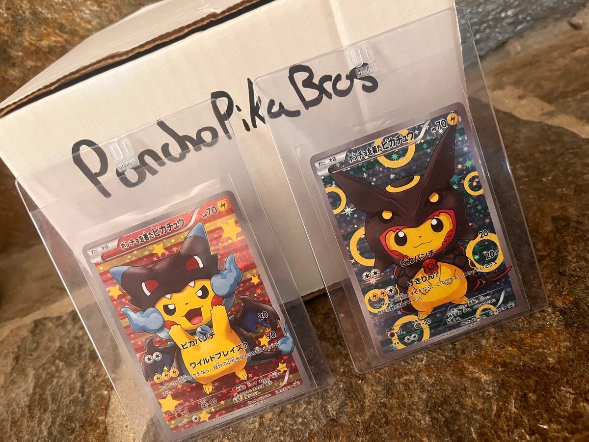 2016 Poncho Pikachu #207/XY-P & #231 BUNDLE Holo Promo Mega Charizard X Pokemon Card Japanese
